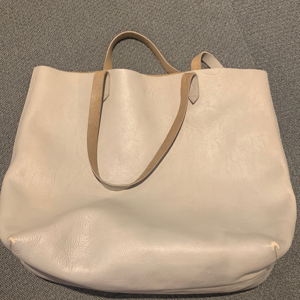 Madewell Gray Leather Tote (Large)